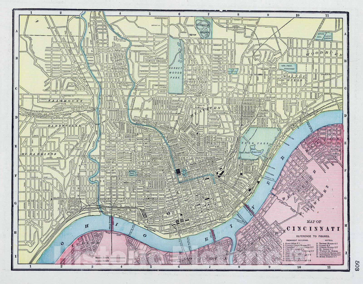 Historic Map : 1901 Cincinnati. - Vintage Wall Art