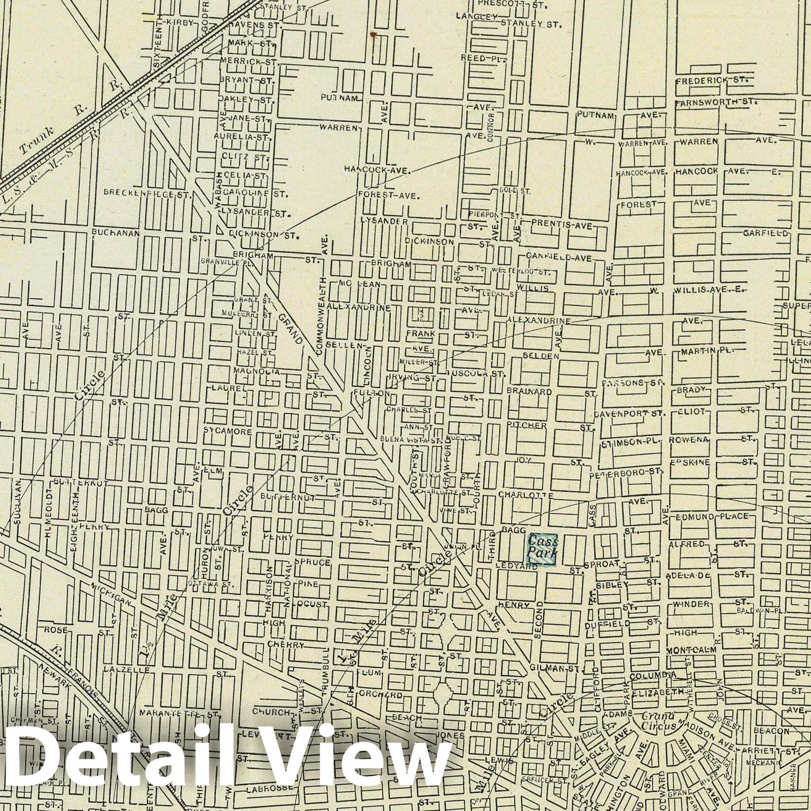 Detroit, Michigan 1889 Historical City Map Print