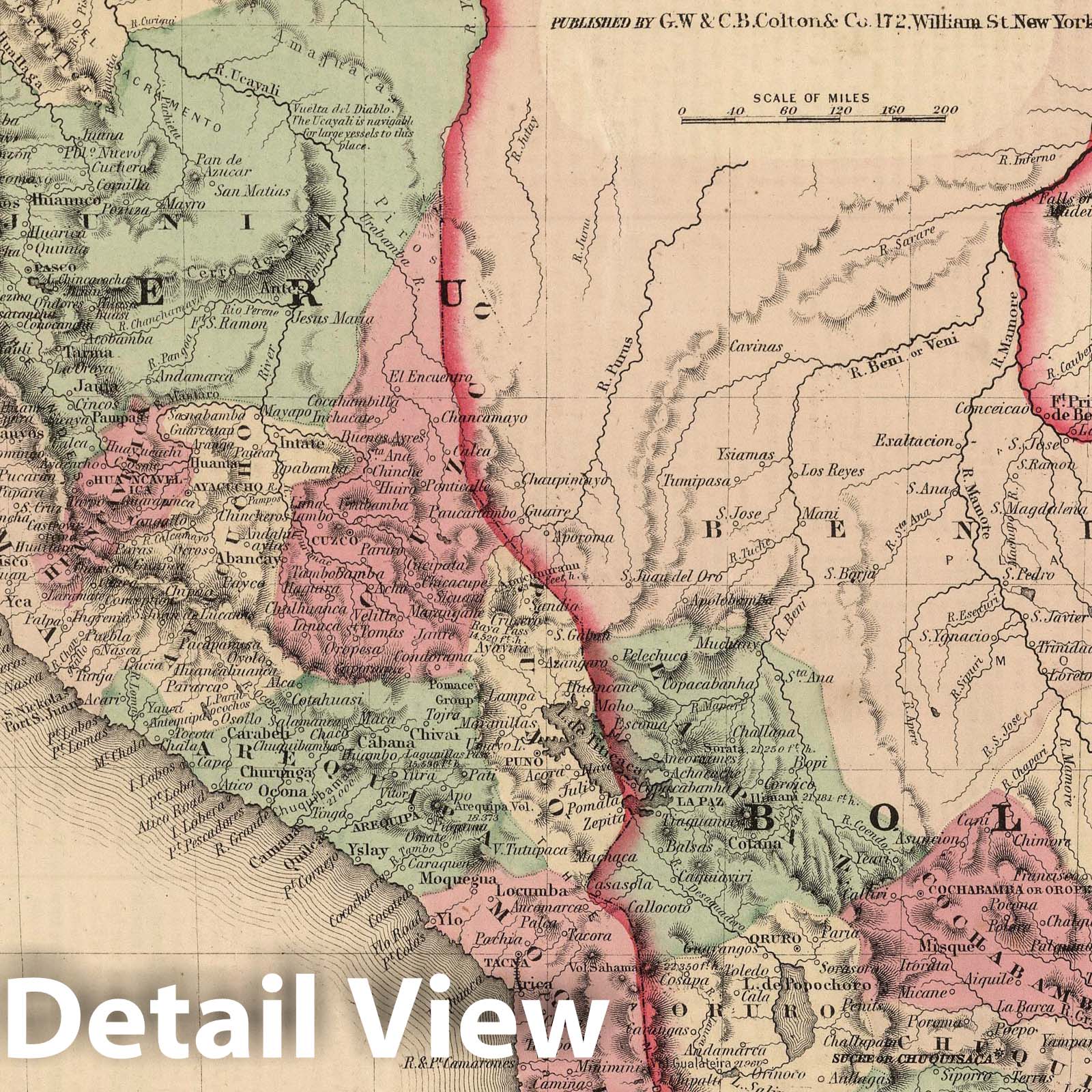 Peru and Bolivia - Boundary Map, 1866 - Colton's Atlas