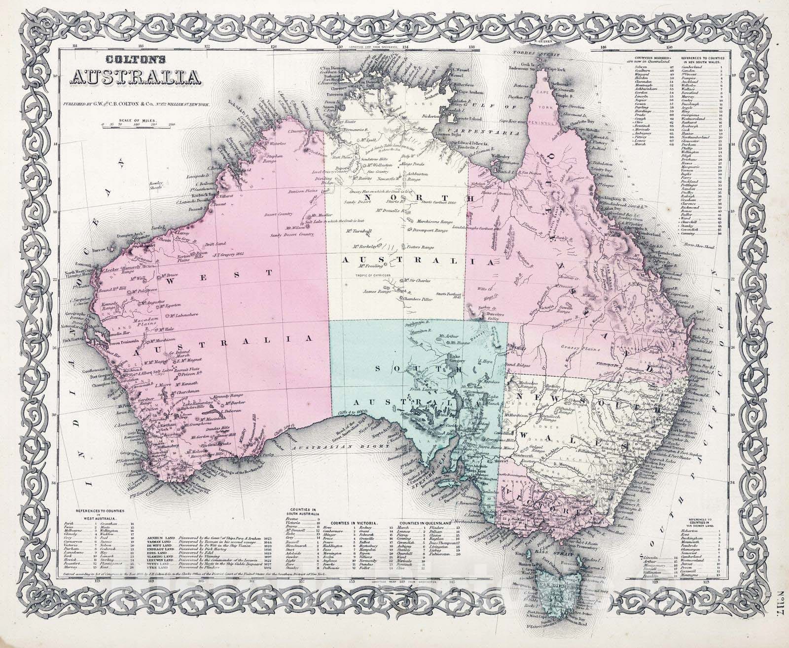Historic Map : 1866 Australia. - Vintage Wall Art