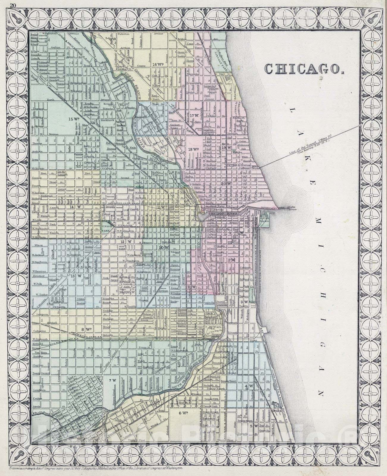 Historic Map : National Atlas - 1874 Chicago. - Vintage Wall Art