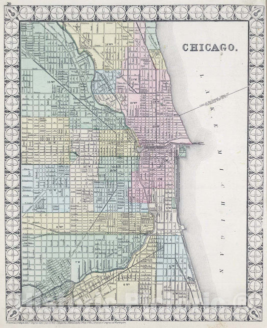 Historic Map : National Atlas - 1874 Chicago. - Vintage Wall Art