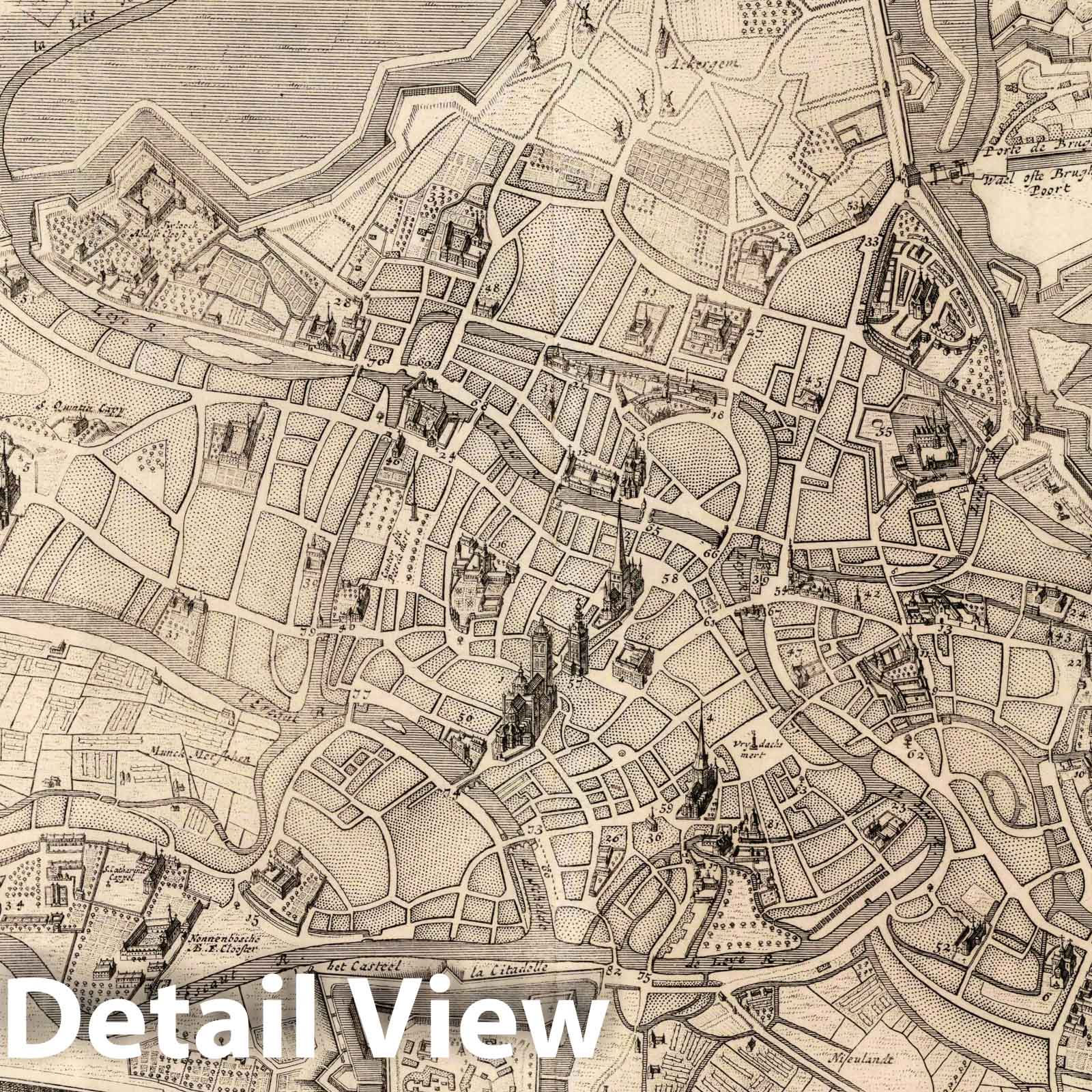 Siege of Ghent - Military Map, 1708 - Historical Map Print