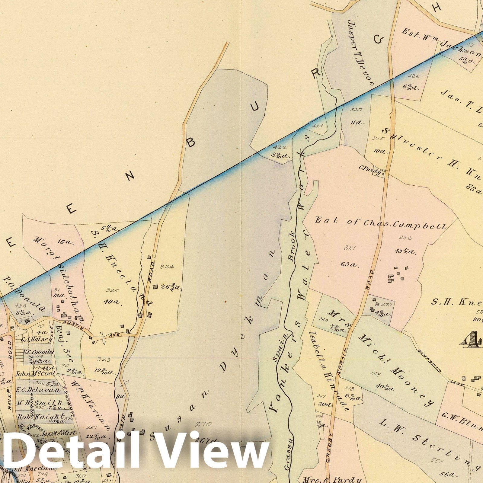 Yonkers, Westchester County, New York - Plan, 1881 - Bromley Atlas Map Print