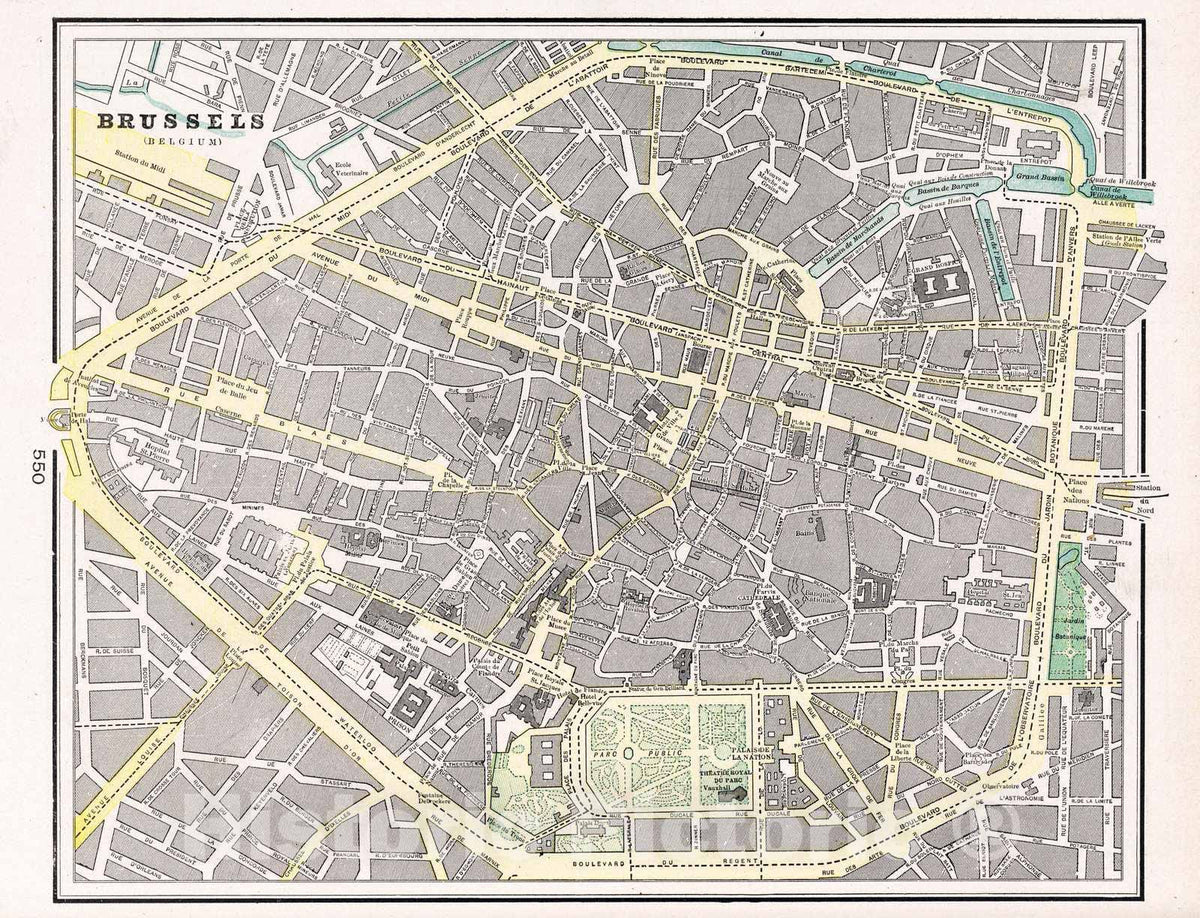 Historic Map : 1901 Brussels, Belgium - Vintage Wall Art