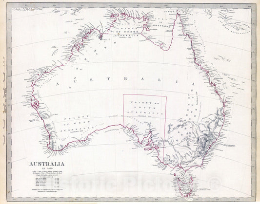 Historic Map : 1840 Australia in 1839. - Vintage Wall Art