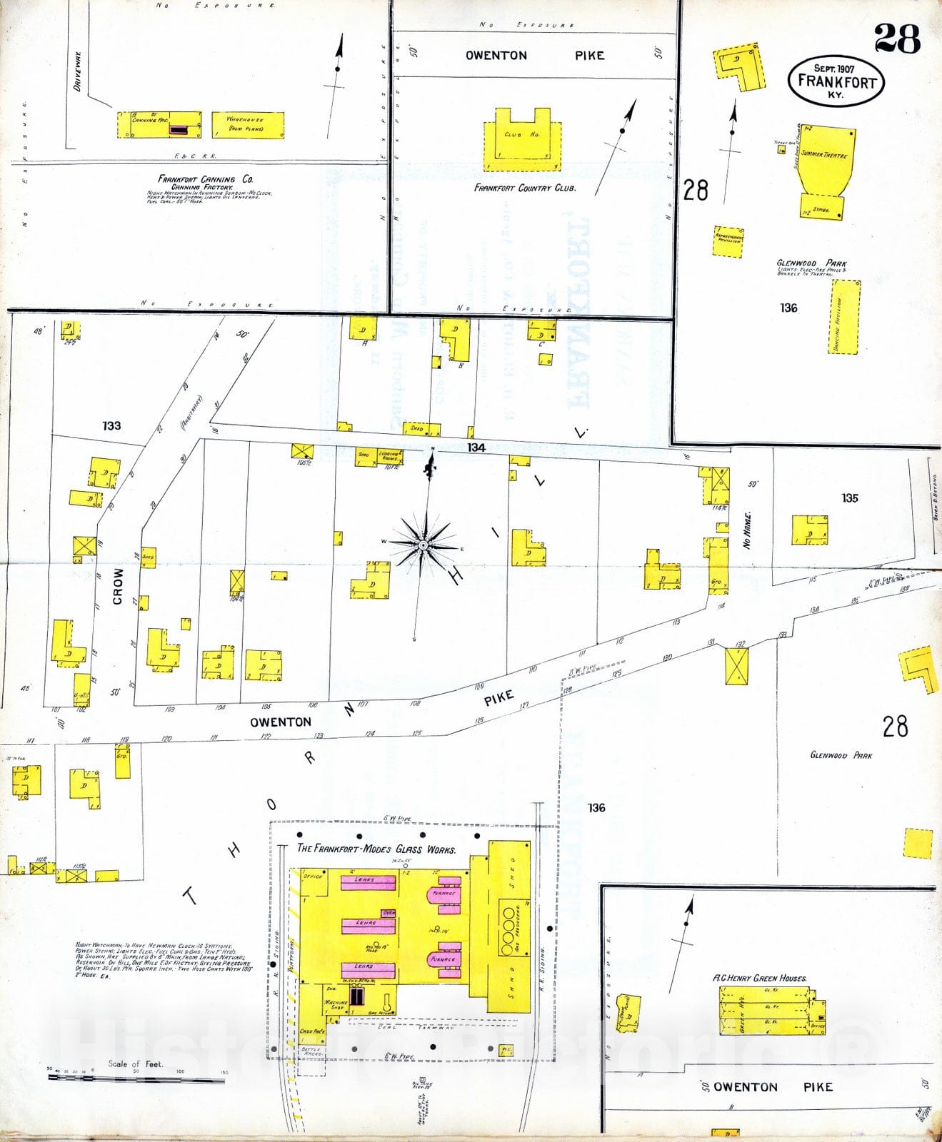 Historic Map : City Atlas - 1907 Frankfort, Kentucky (sheet) 28. - Vintage Wall Art