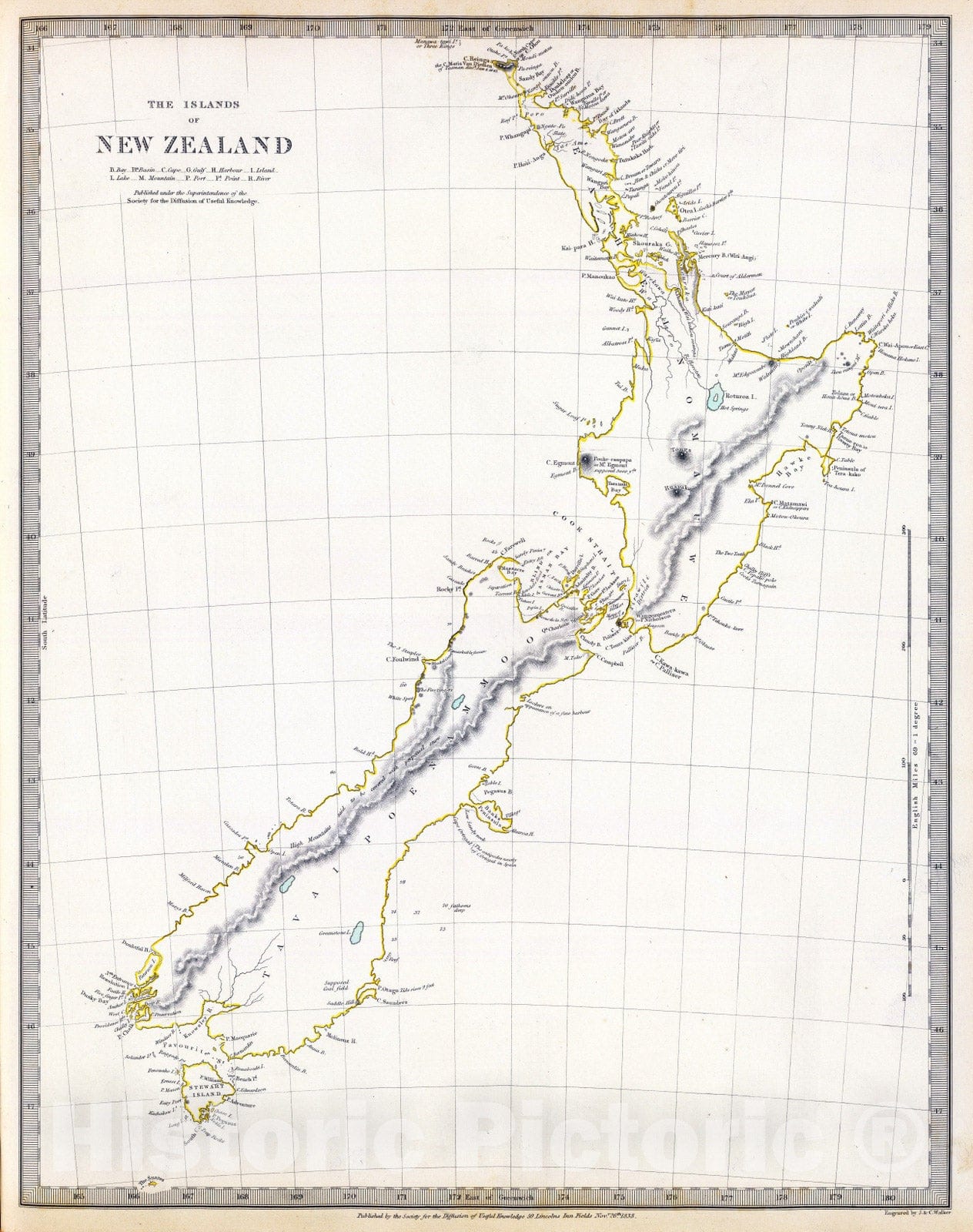 New Zealand - Geologic Map, 1838 - Historical Map Reproduction