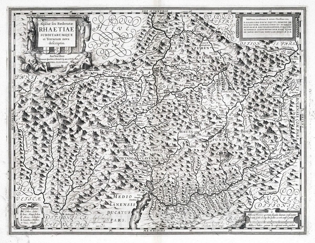 Historic Map : Alps (Europe) 1630 Alpinae seu Foederatae Rhaetiae Subditarumque et Terrarum nova descriptio. , Vintage Wall Art