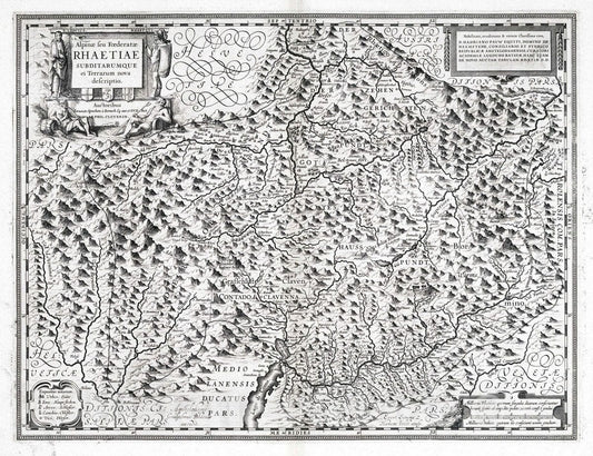 Historic Map : Alps (Europe) 1630 Alpinae seu Foederatae Rhaetiae Subditarumque et Terrarum nova descriptio. , Vintage Wall Art