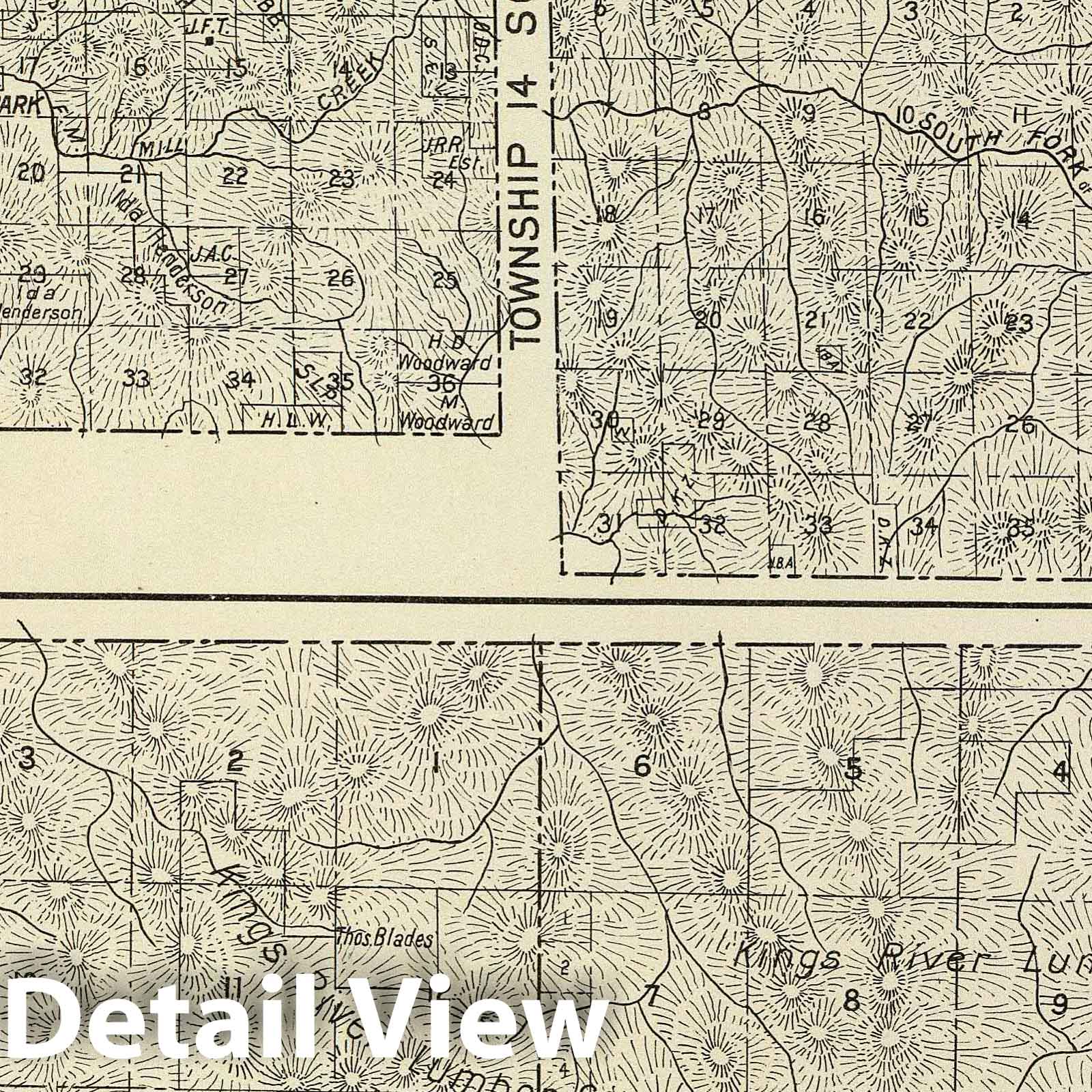 Fresno County, California Cadastral Map 1891 - Ranges 26-31E Townships 13-14S