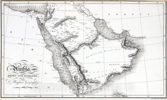 Historic Map : 1814 Arabia. - Vintage Wall Art