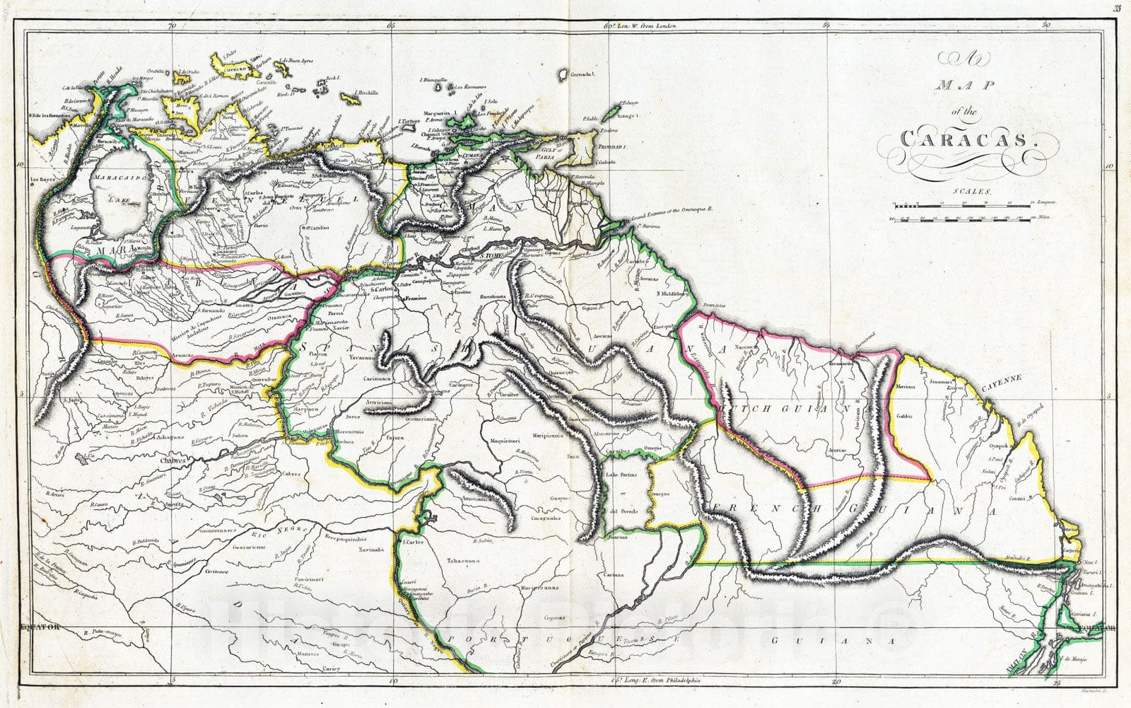 Historic Map : 1814 Map of the Caracas. - Vintage Wall Art