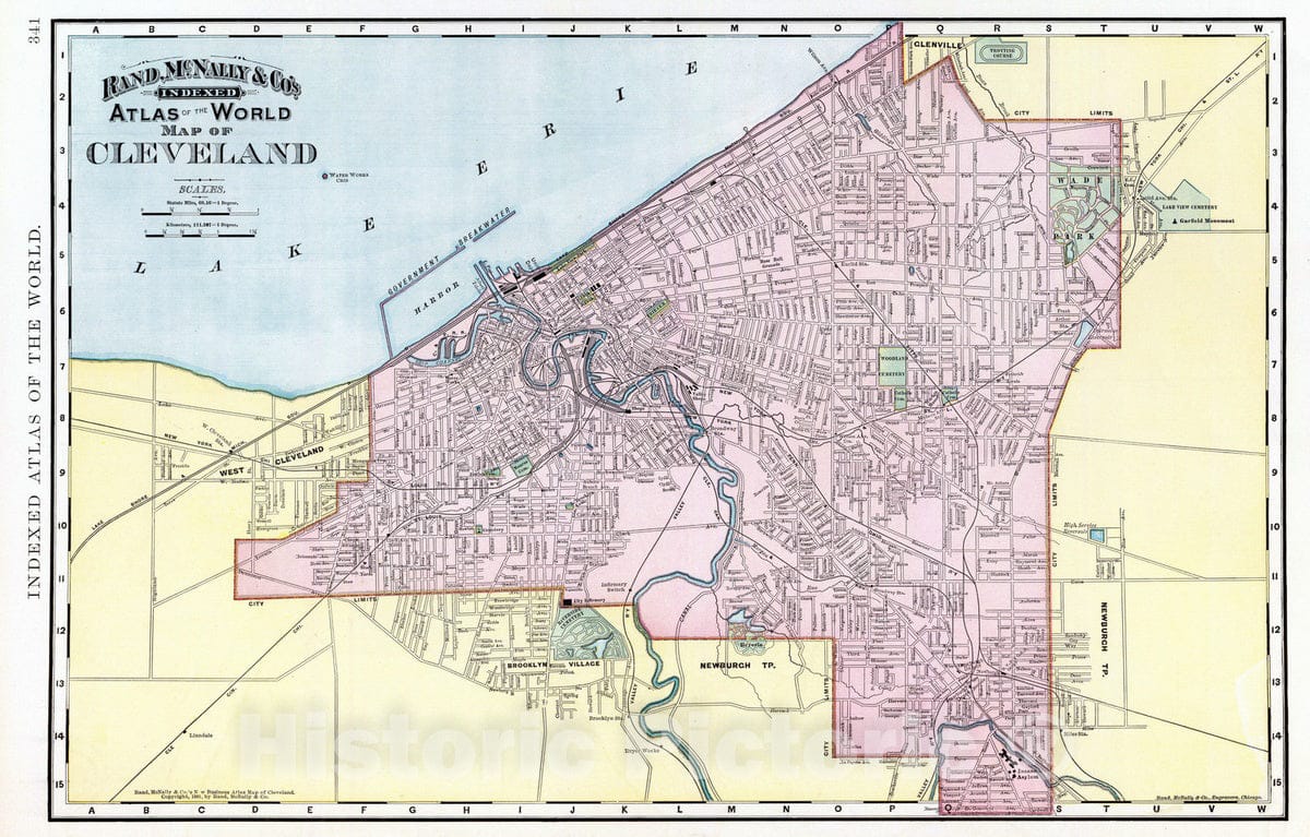 Historic Map : 1897 Cleveland. - Vintage Wall Art