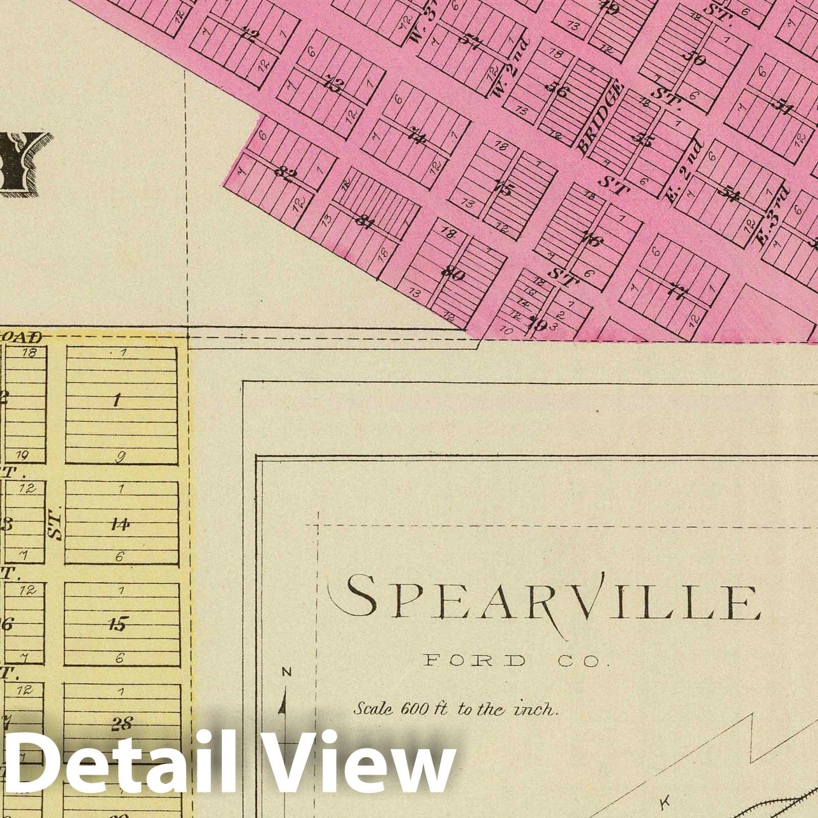 Ryansville, Ford City, and Spearville, Kansas - 1887 Historical Map Print
