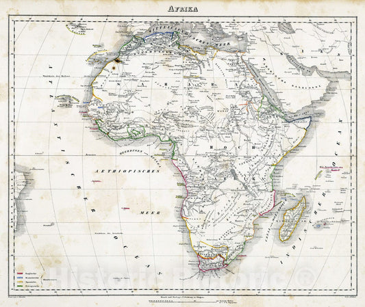 Historic Map : 1855 Afrika. - Vintage Wall Art