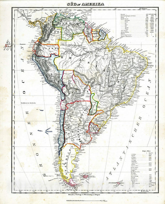 Historic Map : 1855 Sud-Amerika. - Vintage Wall Art