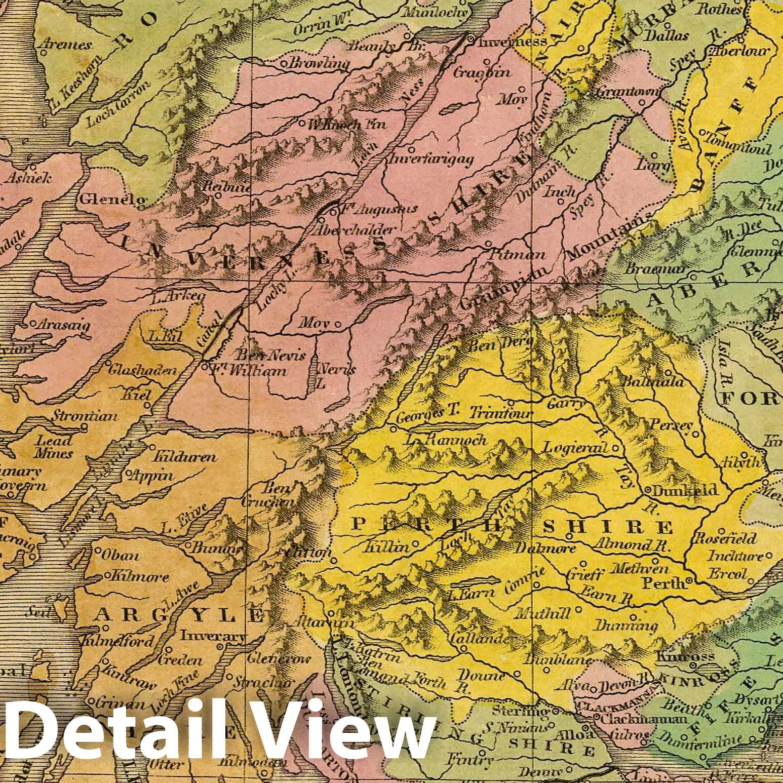Scotland 1845 Historical Map Print - Hand-Colored Engraved Atlas Plate