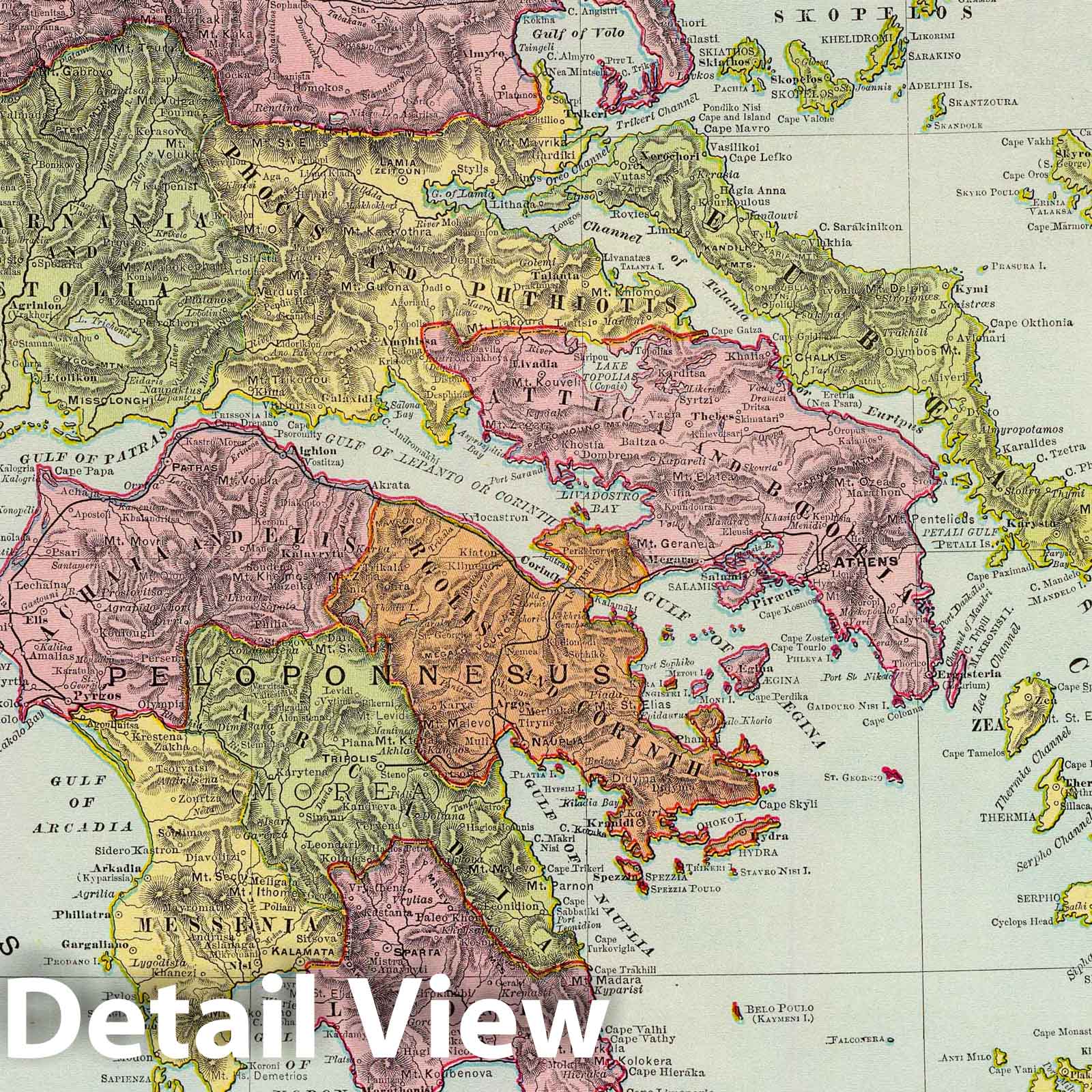 Greece, 1897 - Historical Map Print from Rand McNally Atlas