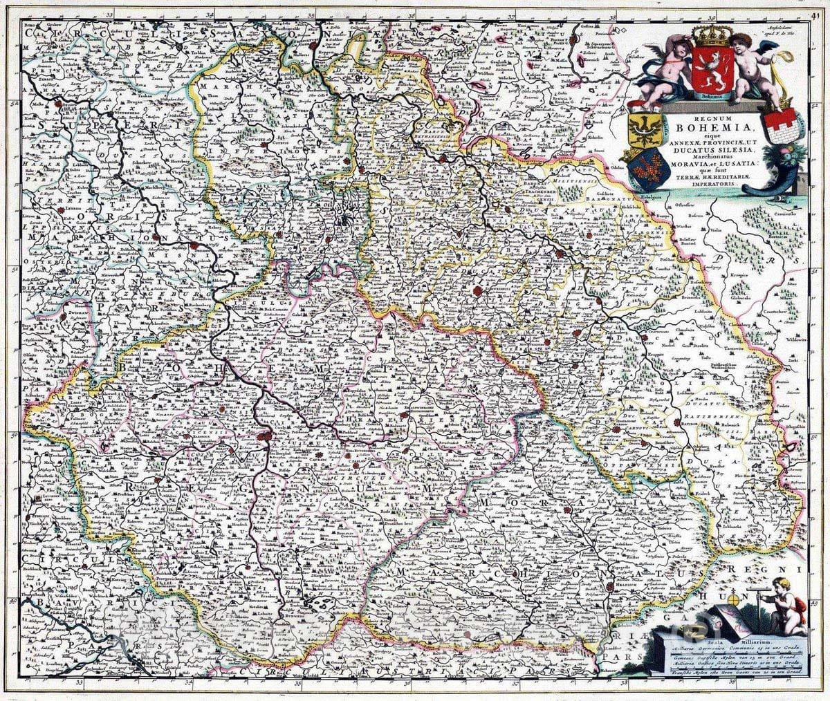 Historic Map : 1682 Regnum Bohemia eique Annexae Provinciae, ut Ducatus Silesia, Marchionatus Moravia et Lusatia. - Vintage Wall Art