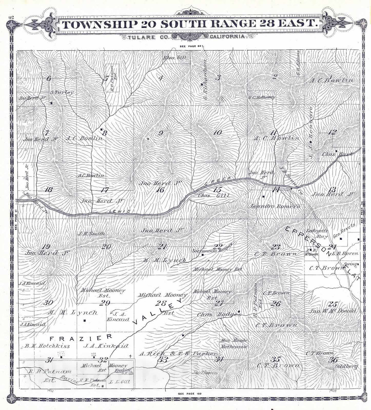 Historic Map : 1892 T.20S R.28E. - Vintage Wall Art