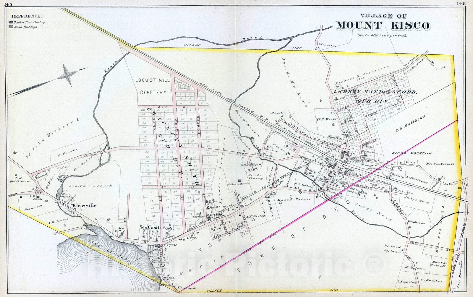 Historic Map - 1881 Mount Kisco. - Vintage Wall Art