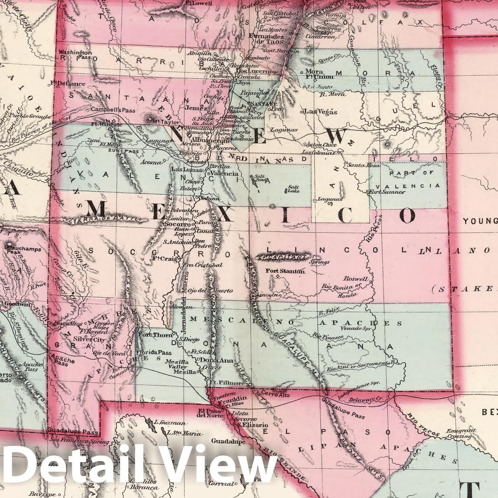 Texas, Indian Territory, Kansas, New Mexico, and Arizona - 1874 Survey Map