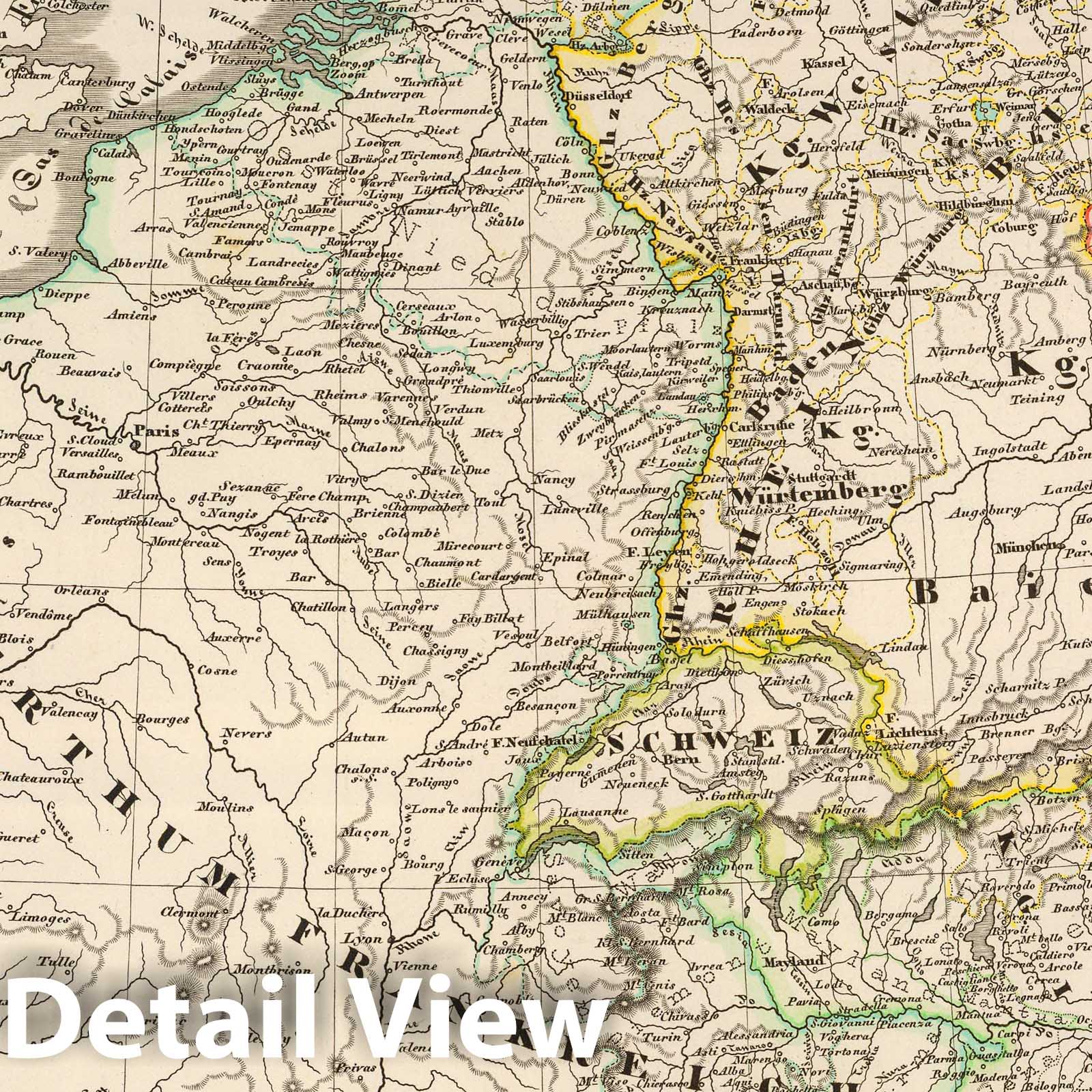 France and Vendee, 1854 - Historical Map Print
