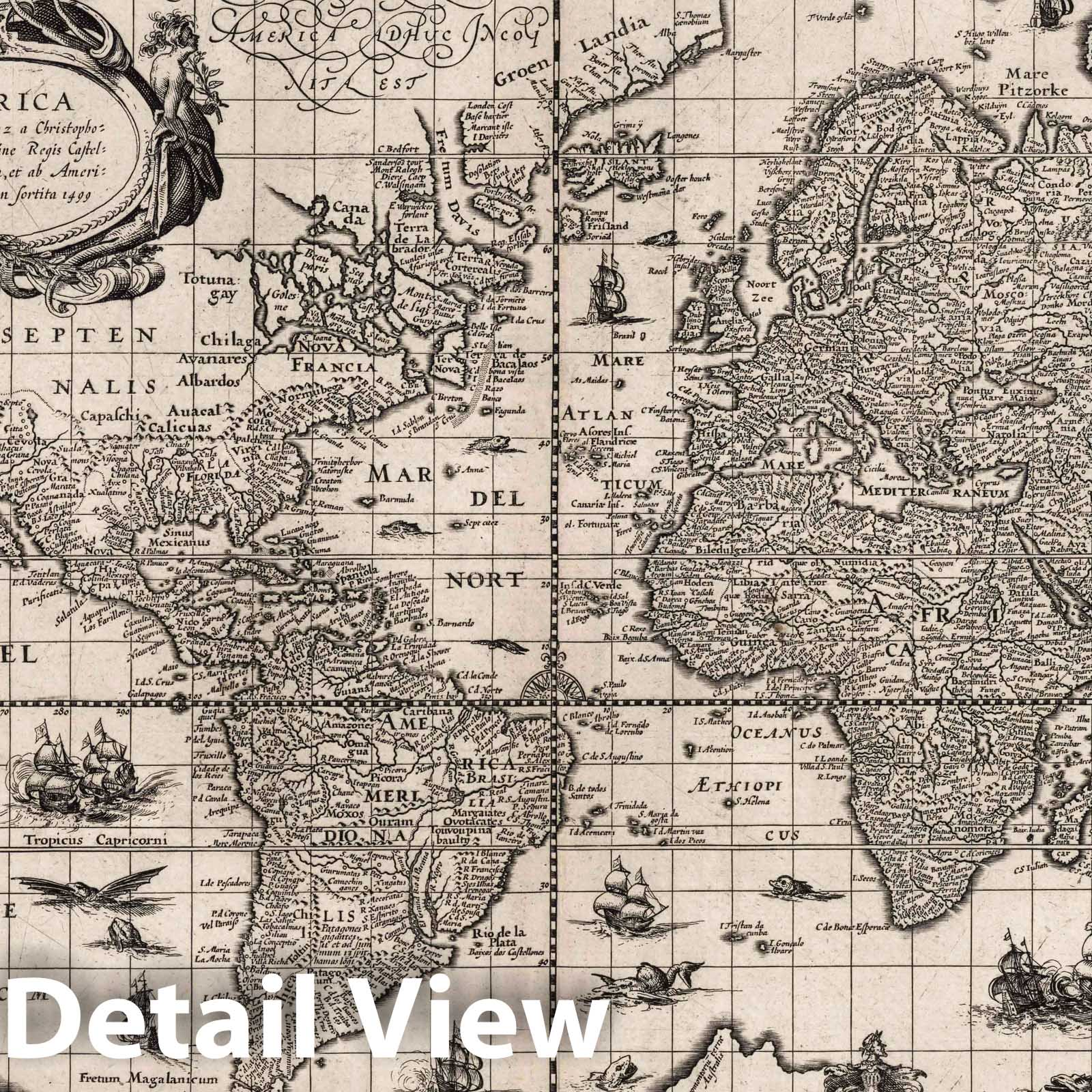 World Map, 1630 - Blaeu Atlantis Appendix Historical Reproduction