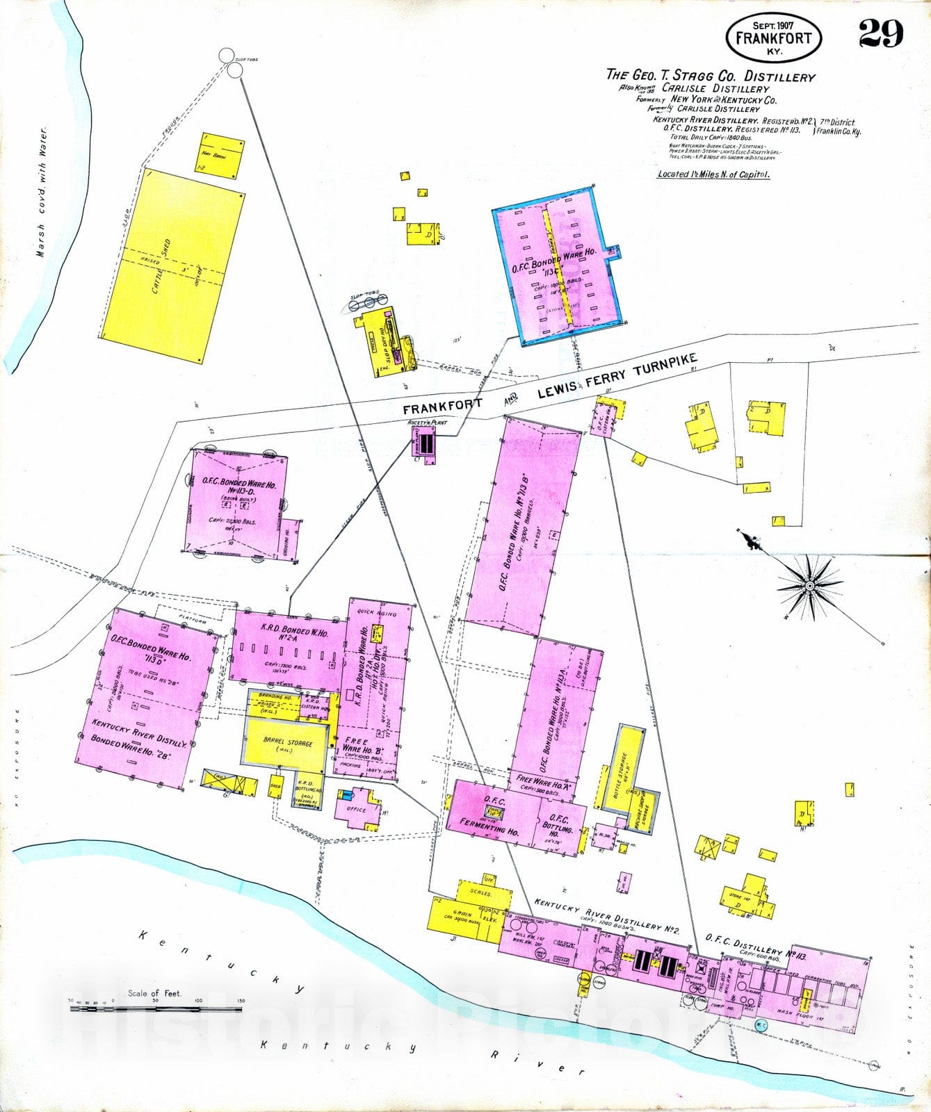Historic Map : City Atlas - 1907 Frankfort, Kentucky (sheet) 29. - Vintage Wall Art