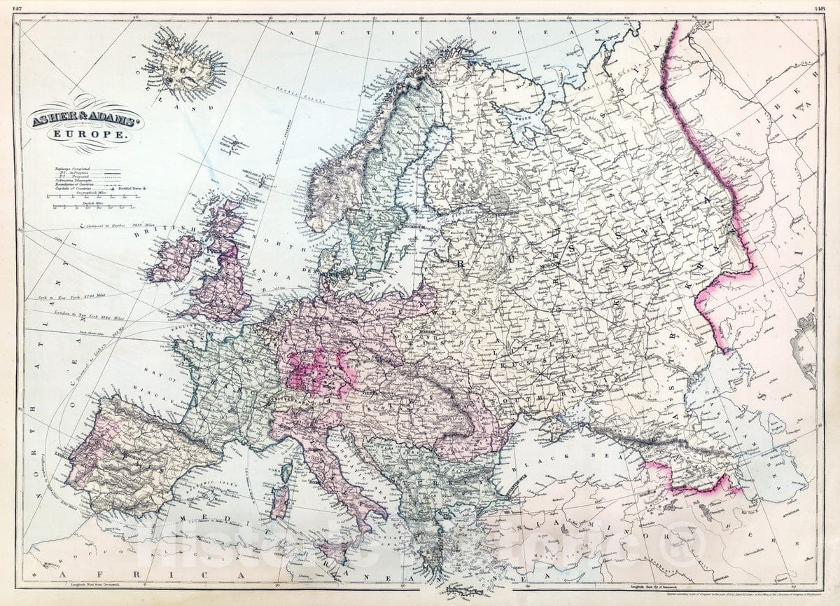 Historic Wall Map : Commercial Reference Book - 1875 Europe. - Vintage Wall Art