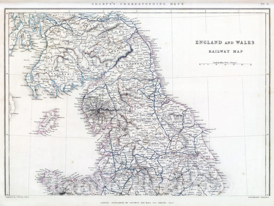 Historic Map : 1847 England and Wales Railway Map (northern half). - Vintage Wall Art