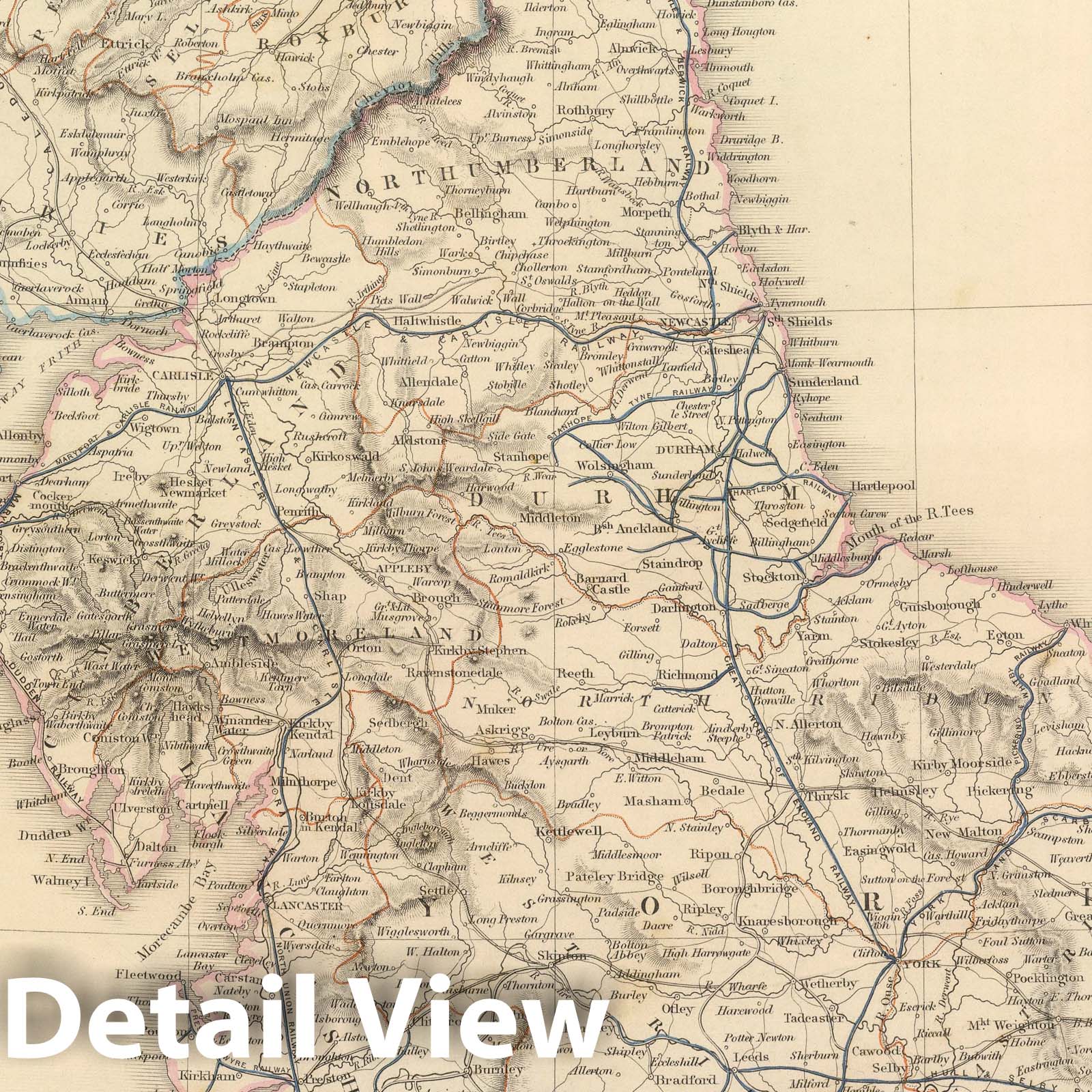England and Wales - Railroad Map, 1847 - Historical Map Print