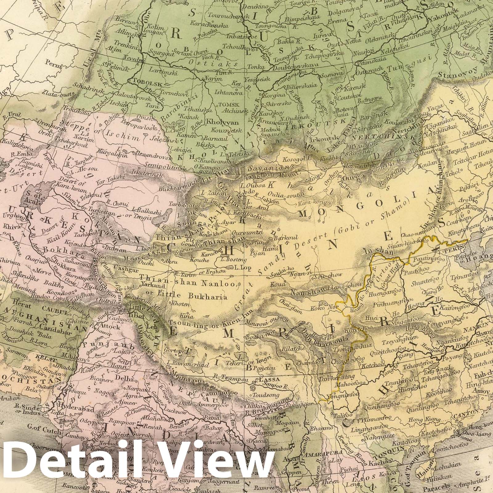 Asia, 1854 - Historical Map Print from Sidney Hall's General Atlas