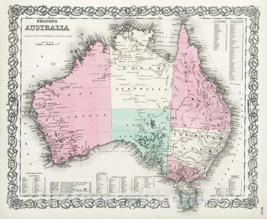 Historic Map : 1869 Australia. - Vintage Wall Art