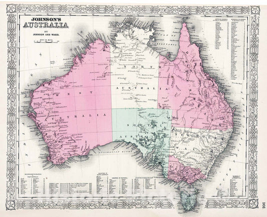 Historic Map : 1865 Australia. v1 - Vintage Wall Art
