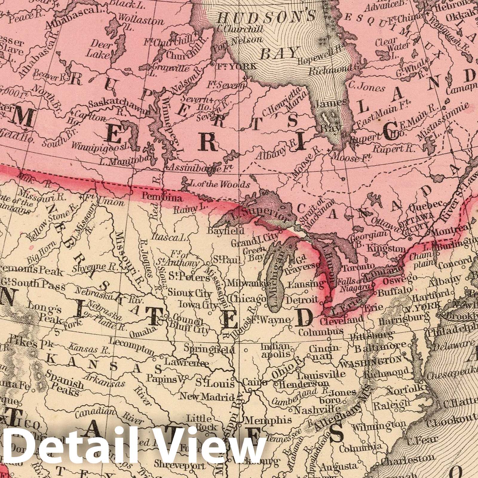 North America 1865 Historical Map Print