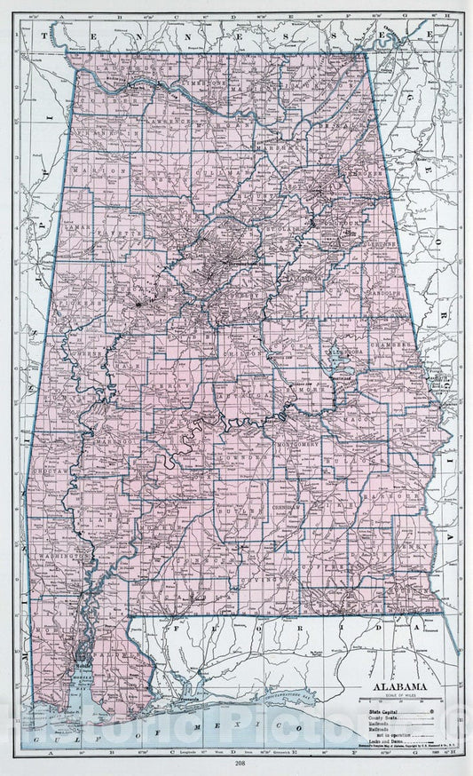 Historic Map : 1948 Alabama. - Vintage Wall Art