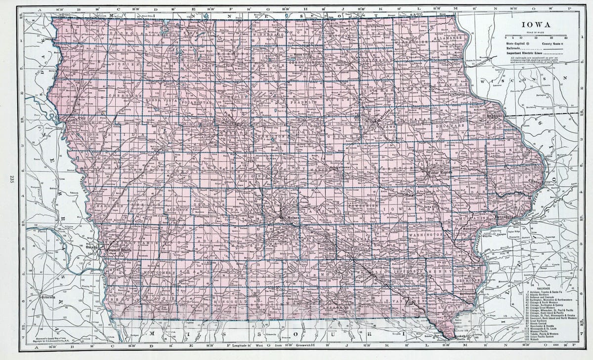 Historic Map : 1948 Iowa. - Vintage Wall Art