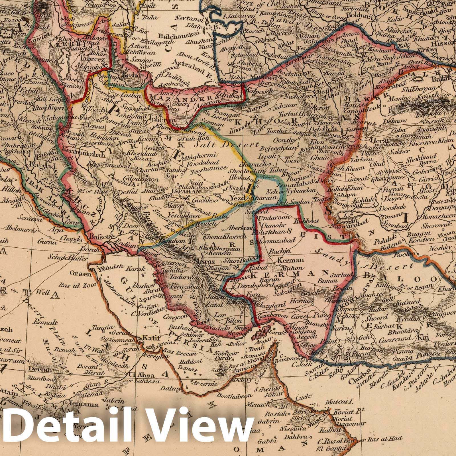 Persia and Arabia - River Map, 1825 - Historical Map Print