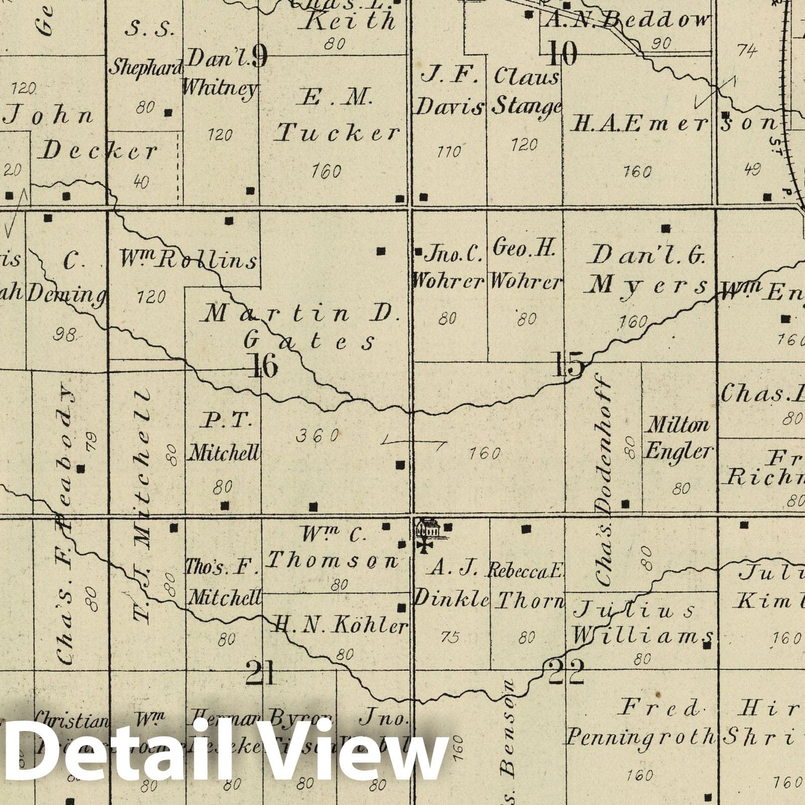 Massillon Township - Railroad Map, 1885 - Cedar County Iowa Historical Map Print