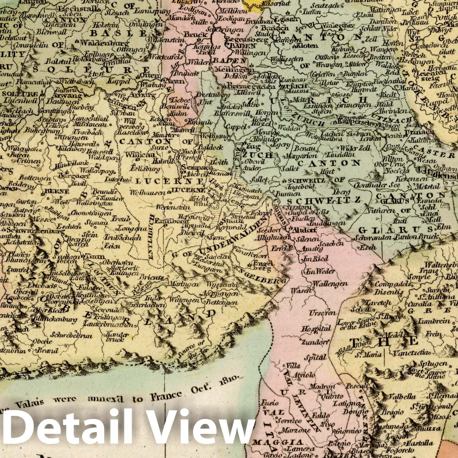 Switzerland, 1811 - Historical Map Print from Oddy's Atlas
