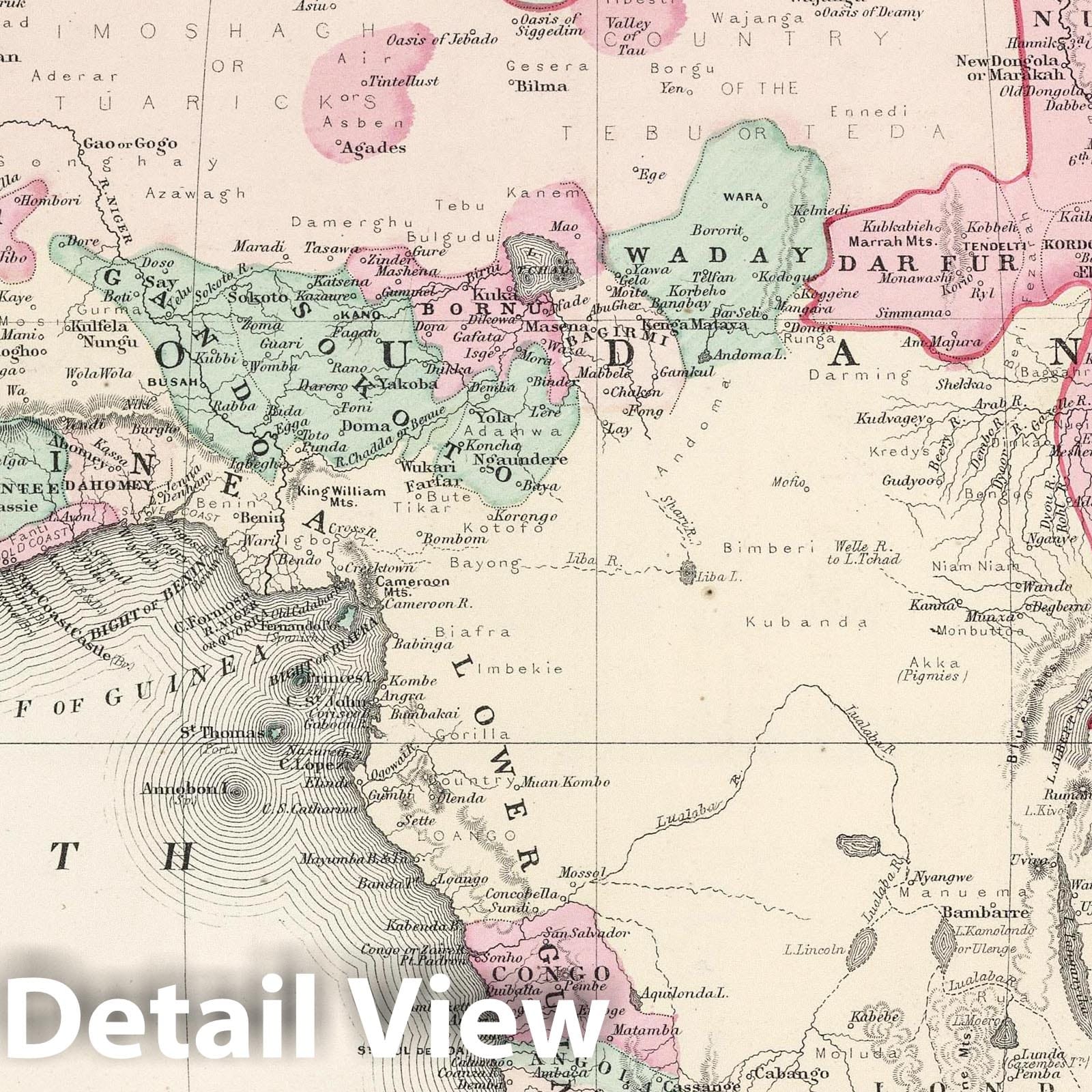 Africa with St. Helena and Nile Delta - 1878 Historical Map Print