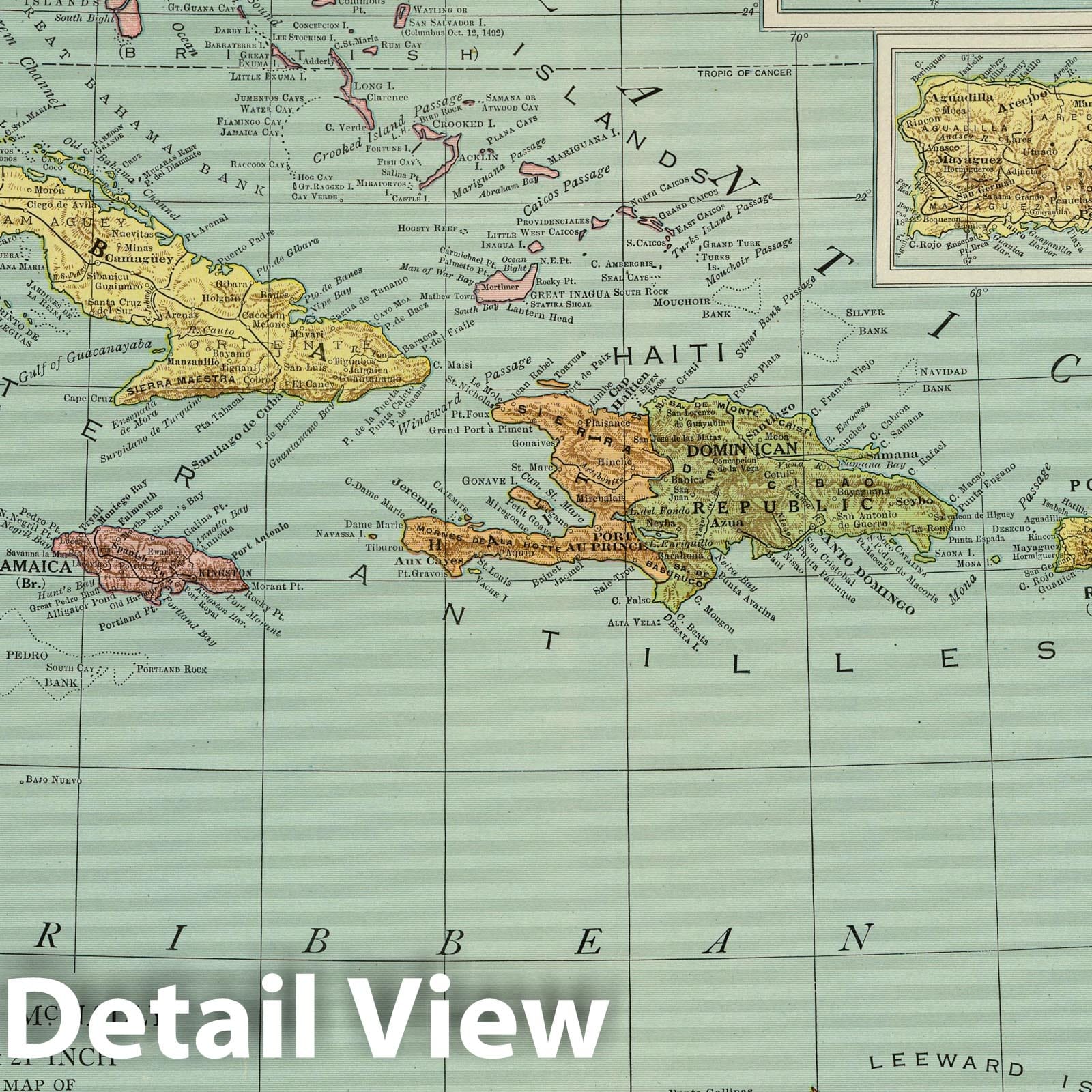 West Indies with Jamaica, Puerto Rico, and Lesser Antilles - Route Map, 1924
