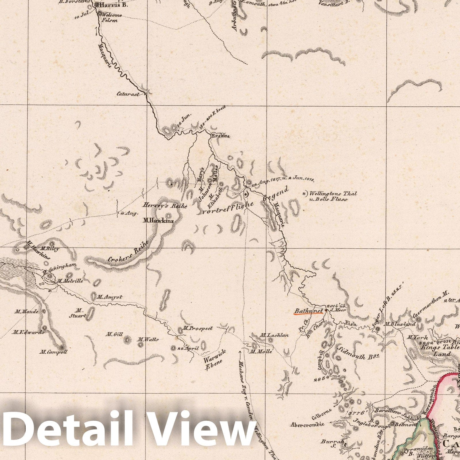 Interior of New South Wales 1822 - Stieler Hand-Atlas Historical Map Print
