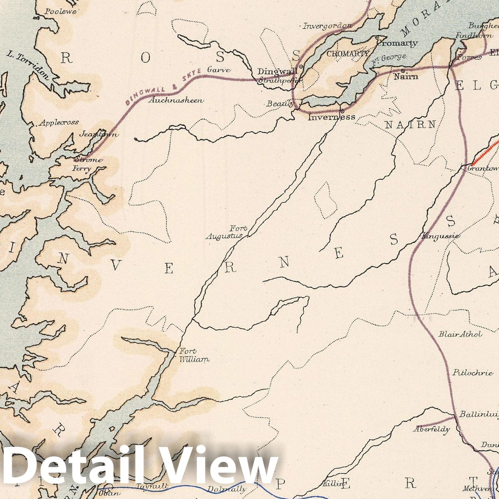 Scotland - Railroad Map, 1881 - Historical Railway System Print