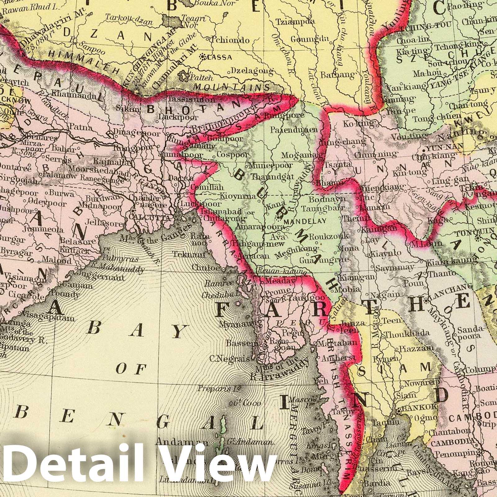 India, Southeast Asia, China, and Tibet - Railroad Map, 1890