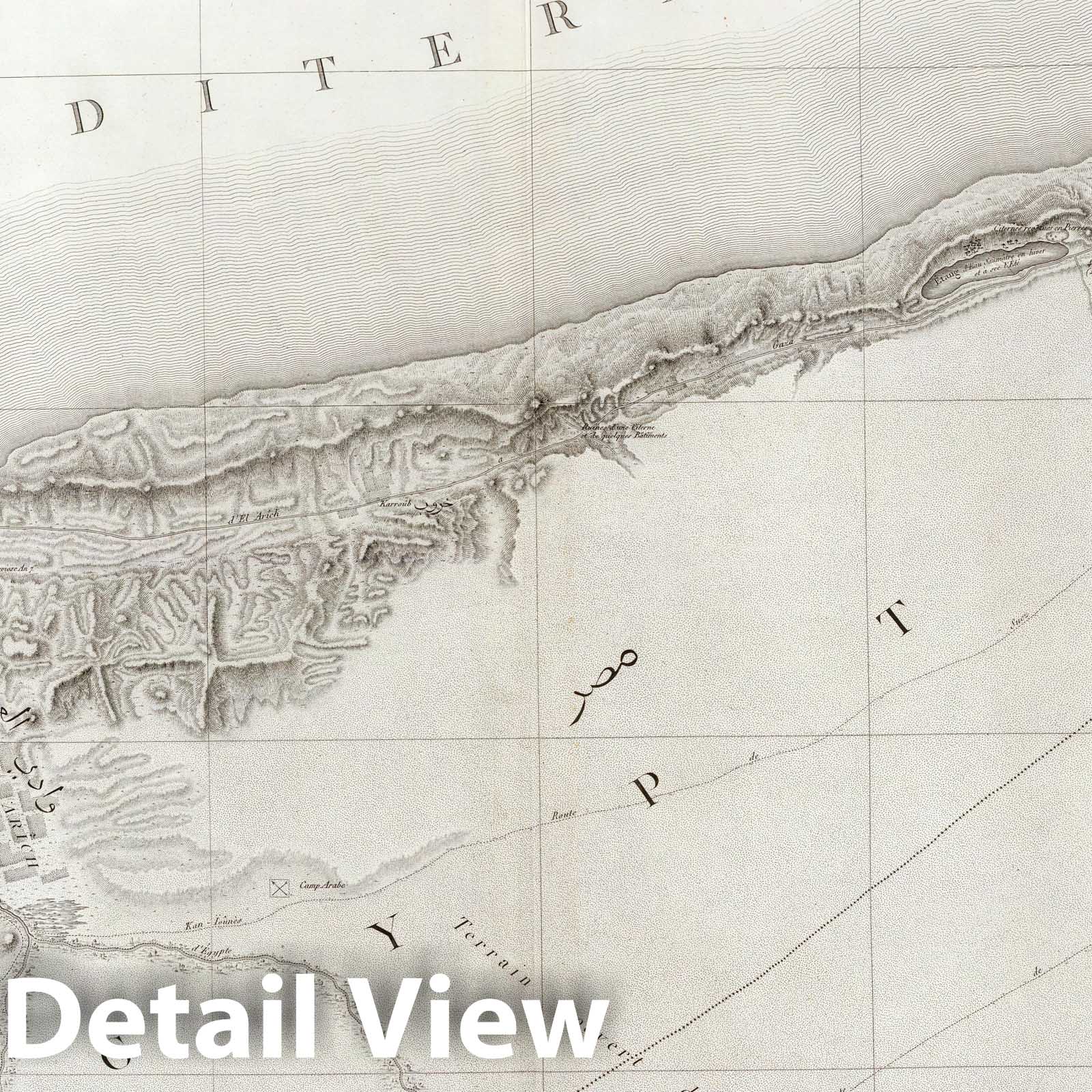 El Arich, Egypt 1826 Topographic Map - Historical Reproduction Print