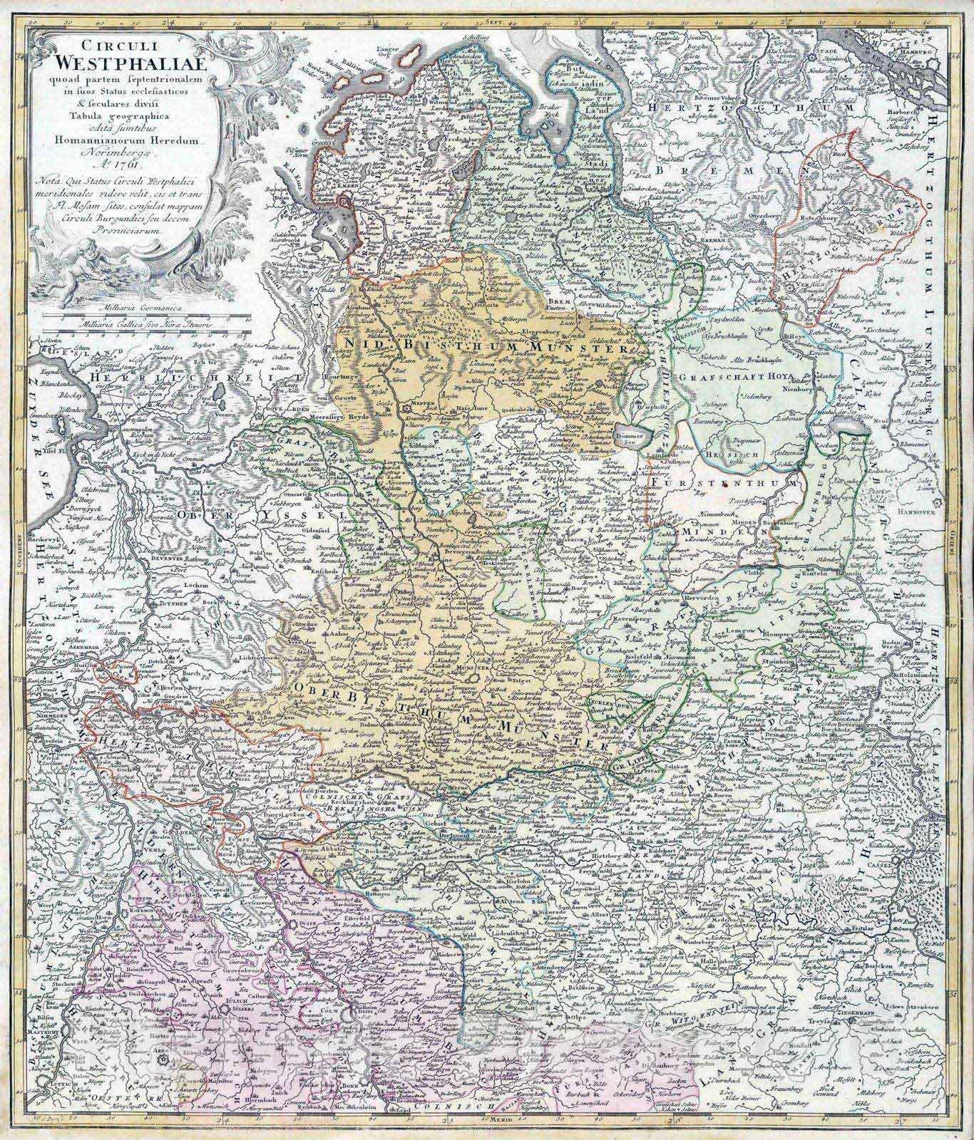 Historic Map : Germany, 1761 Circuli Westphaliae. , Vintage Wall Art