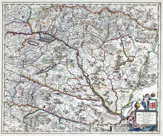 Historic Map : Slovania, 1682 Regnum Hungaria. , Vintage Wall Art